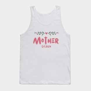 Promoted to mommy. Mom est 2024. Flowers Tank Top